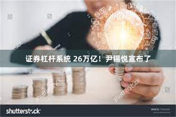 证券杠杆系统 26万亿!尹锡悦宣布了