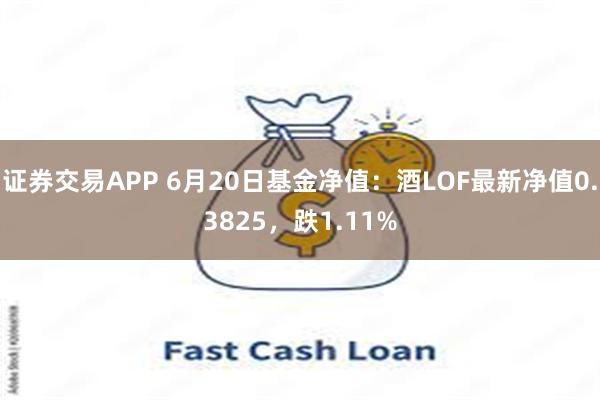 证券交易APP 6月20日基金净值:酒LOF最新净值0.3825,跌1.11%
