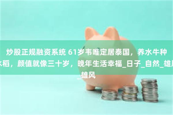 炒股正规融资系统 61岁韦唯定居泰国,养水牛种水稻,颜值就像三十岁,晚年生活幸福_日子_自然_雄风