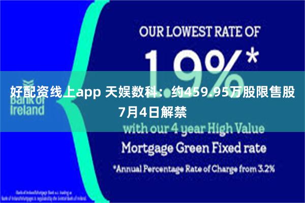 好配资线上app 天娱数科：约459.95万股限售股7月4日解禁